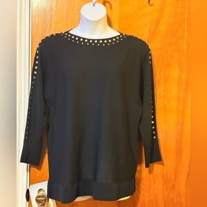 INC International Concepts Black Studded Blouse